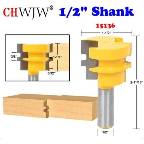 1pc Glue Joint Router Bit - Medium Reversible Woodworking Chisel Cutter Tool - 1/2" Shank Tenon Cutter for Woodworking Tools