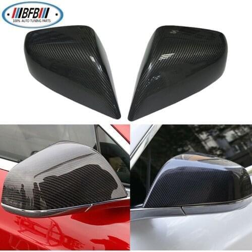 Glossy Black 100% Real Carbon Fiber Side 2pcs Mirror Cover 4 door sedan rear view mirror cover For Tesla Model S