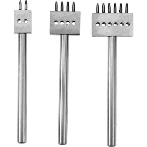 5mm DIY Leather Craft Punching Tool 2/4/6 Prong Hole Row Circular Cut Stitched Hole Spacing Drilling Leather Craft Tool