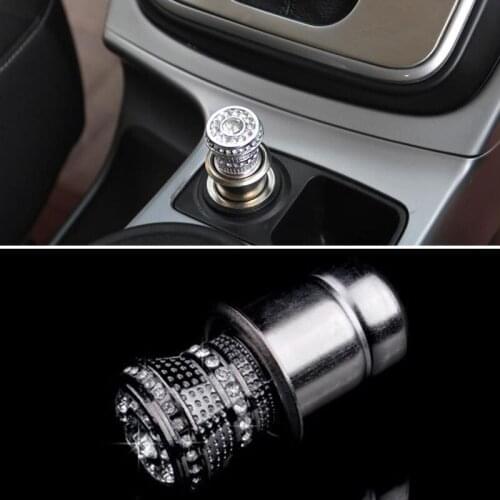 JX-LCLYL Luxury Bling Rhinestone Auto Car Iron 12V Cigarette Socket Lighter Silver