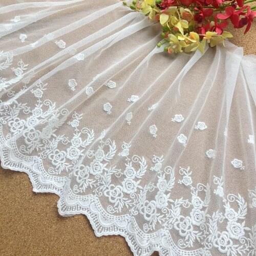 Beautiful Soft Widely Vintage Cotton Embroidery Lace Trim Lace Fabric Handmade DIY Lace Sewing Accessories Width 31cm 3Yds/lot