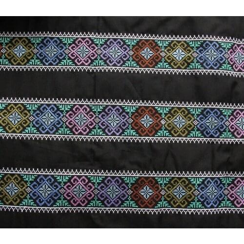 Miao cross stitch crochet cotton fabric lace trim 10cm dress collar ribbon tape webbing ethnic tribal thai india boho DIY gypsy