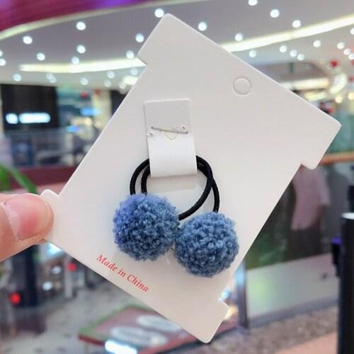 2 Pairs Fashion Girl Women Plush Ball Bands Cute Elastic Hair Bands Ponytail Holder TT@88