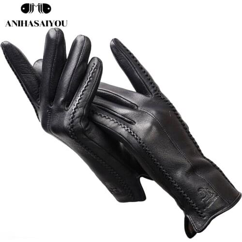2020 Fashion sheepskin womens gloves,Brand womens leather gloves,winter outdoor Keep warm touch gloves-2226F