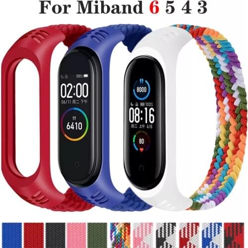 Nylon Bracelet for Xiaomi Mi Band 6 5 3 4 Elastic Braided Solo Loop Strap Replaceable Straps for Mi band5 Wristband For Miband 6