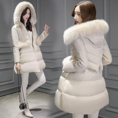 New Womens Winter Wadded Jacket Warm Thick Parkas Female Long Slim Hooded Faux Fur Mujer Abrigo Plus Size LX826