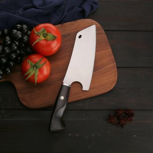 BIGSUNNY Nakiri knife, 6.7 Inch Cleaver Chinese Chefs Knife, 9Cr18MoV Stainless Steel, Ebony Wood Handle - Fen Series
