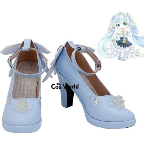 Vocaloid 2019 Snow Miku Anime Customize Cosplay High Heels Shoes