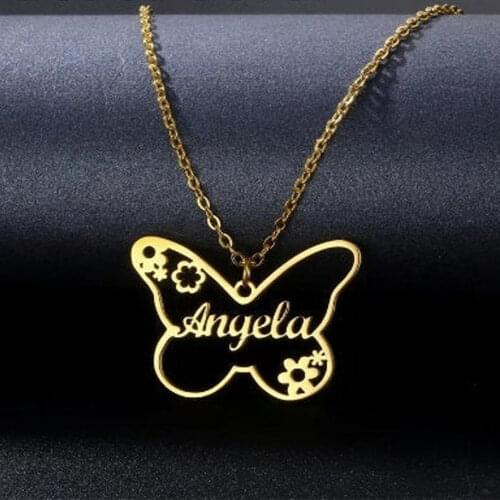 Custom Name Necklace Hollow Love Pendant Stainless Steel Personalized Necklace For Women 2021 Jewelry Gift To Girlfriend