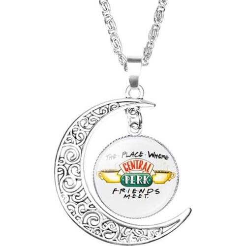 Fashion Necklaces 2021 Summer Jewelry FRIENDS Movie Long Silver Chain Love Sun Moon Pendant Necklaces For Women Men GIfts