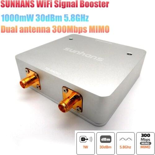[Genuine] Sunhans 1000mW 30dBm Dual Antenna 5.8GHz IEEE 802.11a/n 2T2R 300Mbps MIMO WiFi Indoor Signal Booster Amplifier