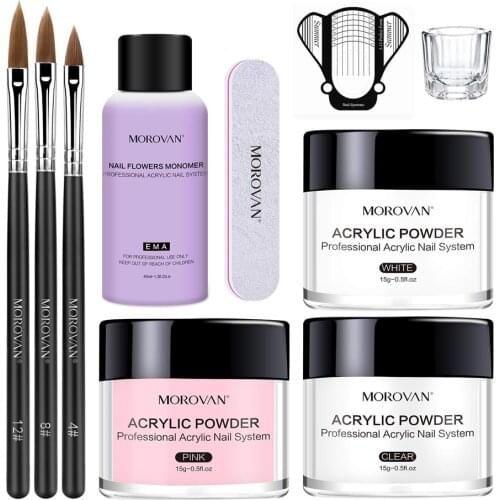 120g Professional Monomer Powder and Liquid Nail Art for Doing Acrylic Nails Nail Extension Nail Art 3D Nail Tips Carving Art