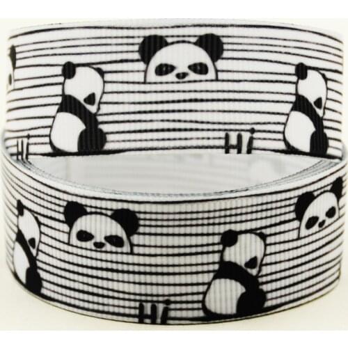 22mm 25mm 38mm 75mm Panda cartoon printed Grosgrain Ribbon party decoration 10 Yards X-04372