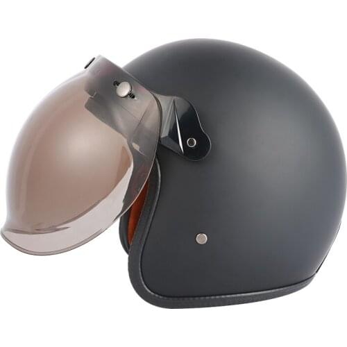 DOT Certification 3/4 Open Motorcycle Helmet Cafe Racer Open Face Helmet Vintage Scooter Jet Motorbike Capacete Matte Black