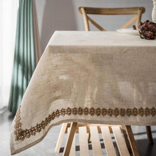 Hemp rope lace linen tablecloth pastoral style table cloth rectangular table mat