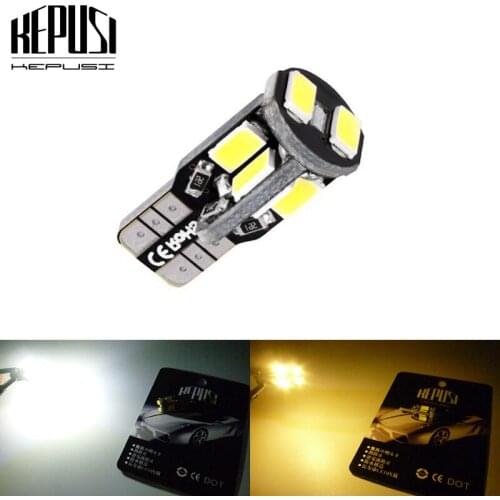 W5W LED Light T10 10SMD Car Side Wedge Dome Bulb 194 168 5630 White Warm White 12V