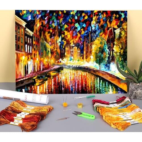 Coming Back.... Amsterdam Printed Canvas 11CT Cross Stitch Full Kit Embroidery DMC Threads Knitting Handicraft Hobby Floss