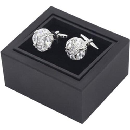 High Quality Hand-feel Black Plastic Flip Cover Rotating Cufflinks Box Sleeve Nail Packaging Gifts Box Jewelry Display Boxes