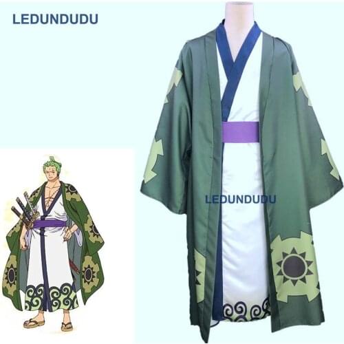 Japan Anime One Piece Wano Country Roronoa Zoro Yukata Cosplay Costume Women Men Luxury Kimono Bathrobe for Halloween Customize