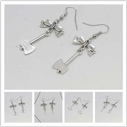 1 pair of bow earrings for horror jewelry, Halloween gifts, horror movies, cute mini gadget pendant earrings