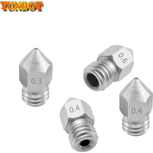 10PCS 3D Printer MK8 stainless steel M6 Nozzle 0.2/0.3/0.4/0.6/0.8/1mm Extruder Print Head For 3D Ender-3 Pro CR-10S Pro