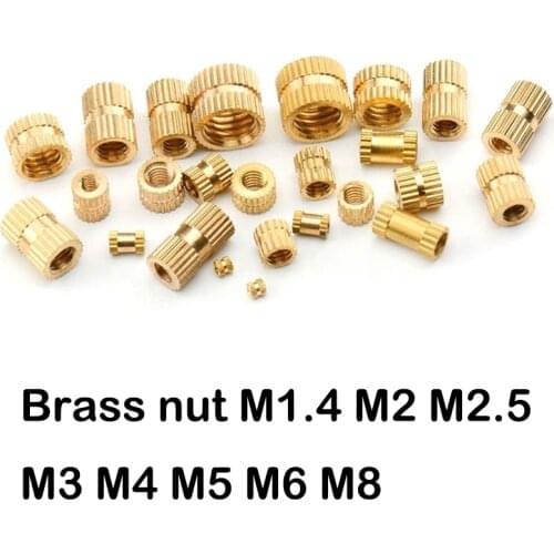 100pcs/50pcs/20pcs m1.4 M2 M2.5 M3 M4 M5 M6 M8 Brass insert nut Injection Molding Brass Knurled Thread Inserts Nuts