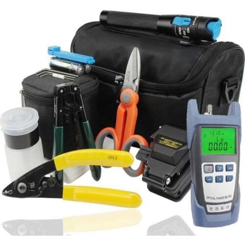 18 In 1 FTTH Fiber Optic Splice Tool Kit with Optical Power Meter and 10MW Visual Fault Locator SKL-6C Optical Fiber Cleaver