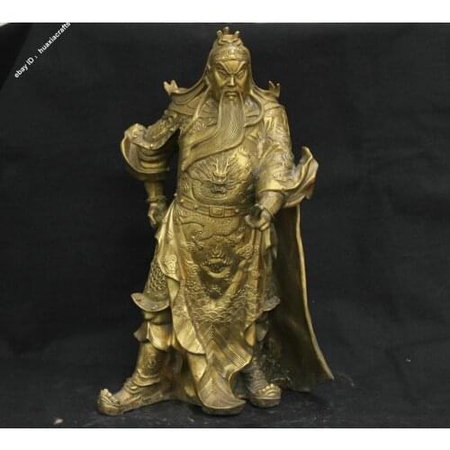 20" Chinese Fengshui Brass Bronze Guan Gong Guan Yu Warrior Statue Sculpture