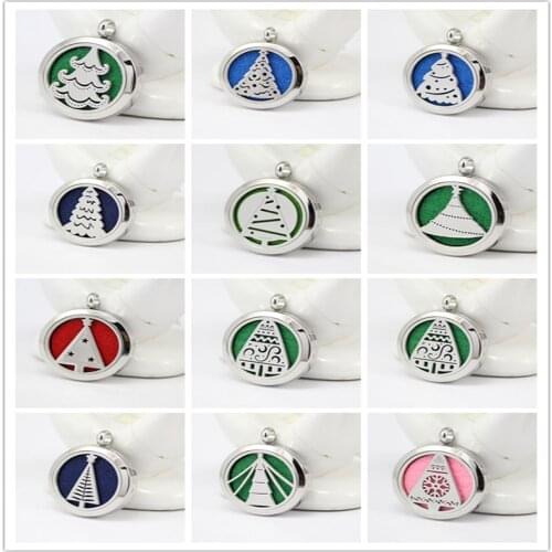 5pcs More than 50 styles magnetic 316L stainless steel aromatherapy pendants 30mm diffuser locket necklace