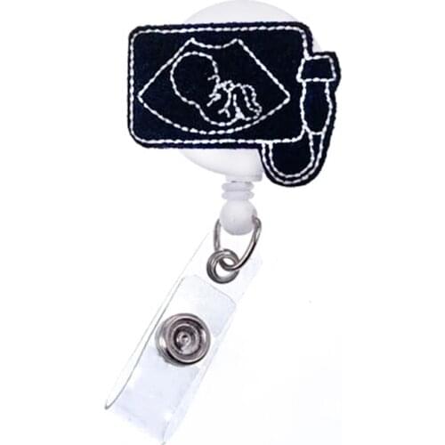 50pcs/lot Felt Medical Baby Girl Badge Holder Hospital Nurse Retractable Badge Reel With Clip