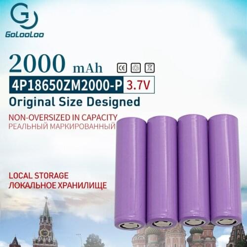 Golooloo 4pcs/lot 2000mAh 3.7V 18650 Rechargeable Battery bateria li-ion Batteries for industrial batteries