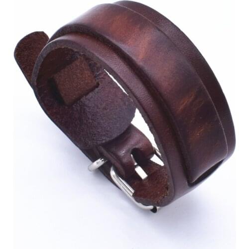 2019 Hot Sale Fashion Punk Adjustable Length Double Layer Genuine Leather Bracelets for Women Men Jewelry Wrap Wristband