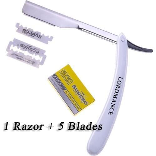 1set Men Straight Barber edge Razors Folding Shaving Knife Hair Removal Tools With 5 pcs SUNEKO Good quality Blades