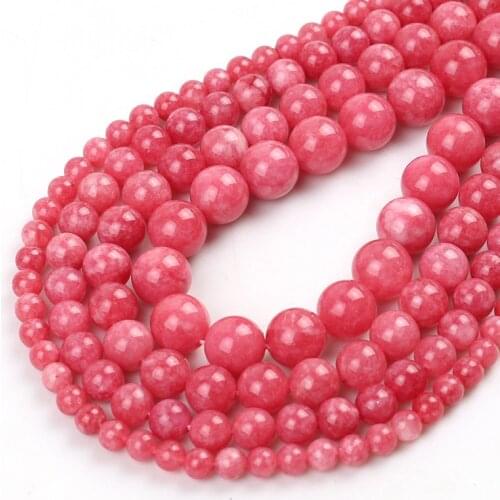 Angelite Red Rhodochrosite Natural Stone Beads Smooth Round Loose Spacer Beads For Jewelry Making DIY Bracelet 15" 6/8/10/12mm