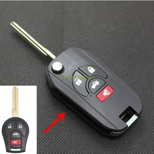 PINECONE for NISSAN MAXIMA VERSA ALTIMA SENTRA Car Key Case 3+1 Buttons Uncut Brass Blade Modified Remote Key Shell 1PC