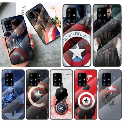 Marvel Captain America For Samsung Galaxy A91 A81 A72 A71 A52 A51 A41 A31 A21S A11 A01 Tempered Glass Cover