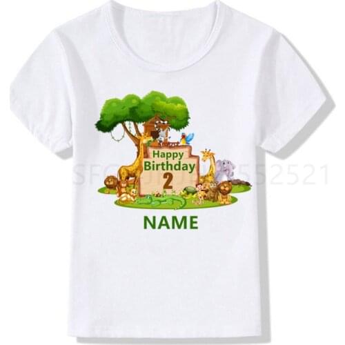 Numbers 2-10 Childrens Dinosaur Deer Elephant Shirt Printable New Summer T-shirt Happy Birthday T-shirt Number Number T-shirt