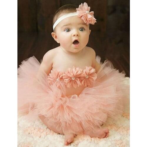 Baby Girls Tulle Tutu Skirt+Flowers Photography Props Toddler Infant Girls Ball Gown Skirts Tutu Costume Photo Props JK983941