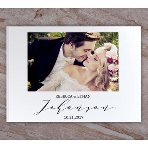 Photo Wedding Guest Book Alternative,Personalized White Guestbook,,Custom Photo Album Book,Calligraphy Wedding Guest Book Album