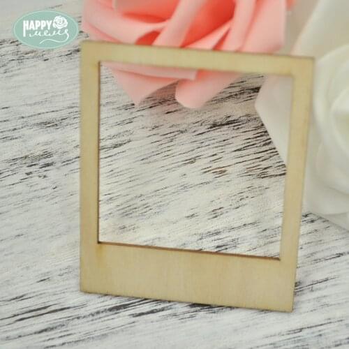 Happymems Wood Shapes Square 24pcs/lot Home Decoration DIY Crafts Natural Wooden Shapes Frames Embellishments For Scrapbooking