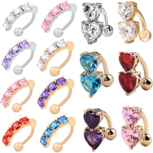 Dance Zircon Navel Ring Belly Button Rings Piercing Stainless Steel Ombligo Party Bar Stud Barbell Sexy for Women Body Jewelry