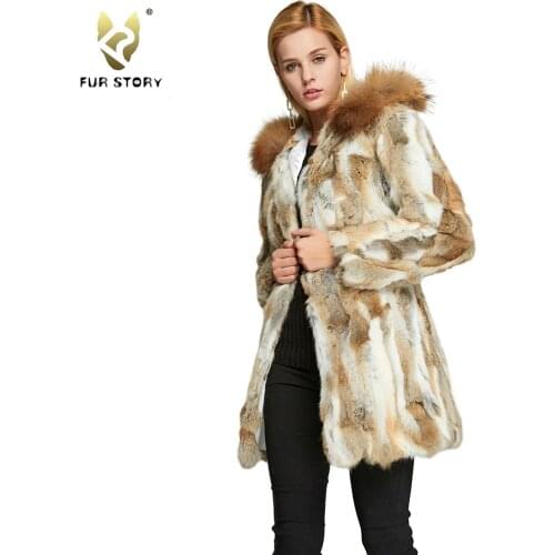 Fur coat women Autumn and winter 2021 new fox hair car stripe mink fur womens mid long Hooded Coat knitted loose coat FS21115