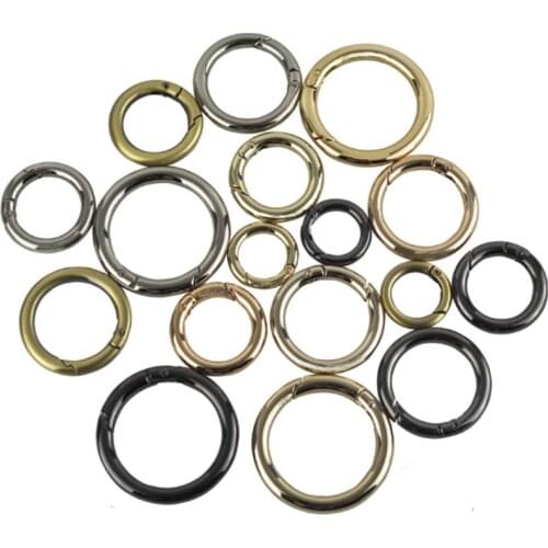 5pcs Round Spring Gate D O Ring Openable Keyring Leather Bag Belt Strap Dog Chain Buckle Snap Clasp Clip Trigger DIY Accessories