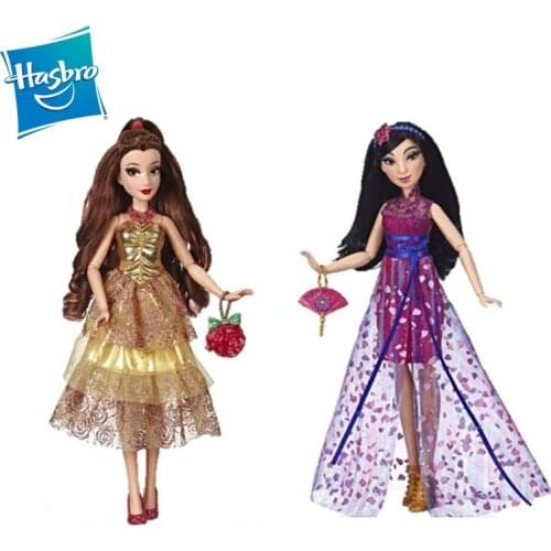 Hasbro Princess Style Mulan Doll and Belle Doll In Contemporary Style with Purse Shoes Doll Hand-made OrnamentsToys for Girls