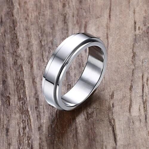 Minimalist Mens Spinner Rings Jewelry Silver Color IP Stainless Steel Wedding Bands Anel Bague Aneis Anillos Jewelry