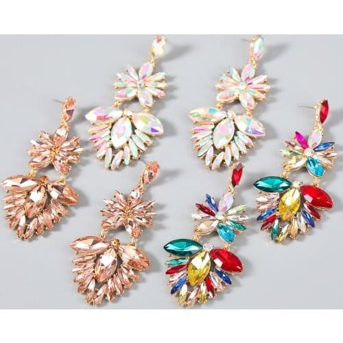 Fashion Metal Multi-layer Popular Rhinestone Glass Earrings Womens Creative Popular Dangle Earrings Party Accessories