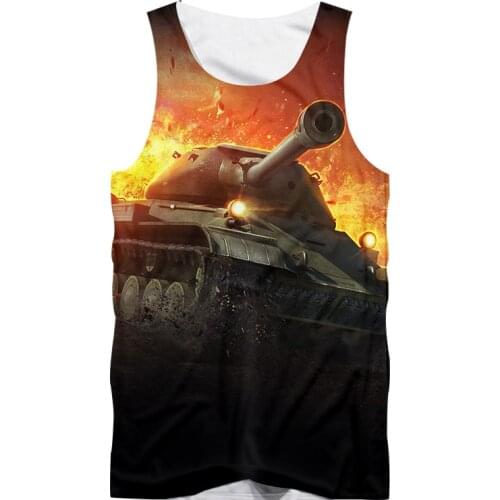 UJWI World Of Tanks Vest Game Undershirt Personality Loose Tank Shirt Hip-hop Student 3D Printing Dropship Men Oversizes Tops