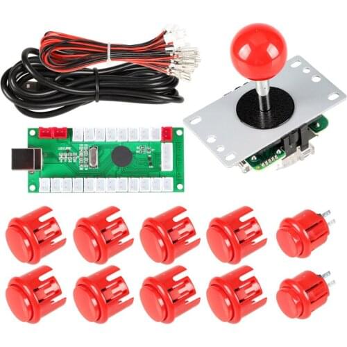 Arcade DIY Kit Parts USB Encoder to PC Games 5 Pin Joystick + 24mm 30mm Push Buttons For Arcade Cabinet Mame & Raspberry pi 2 3B