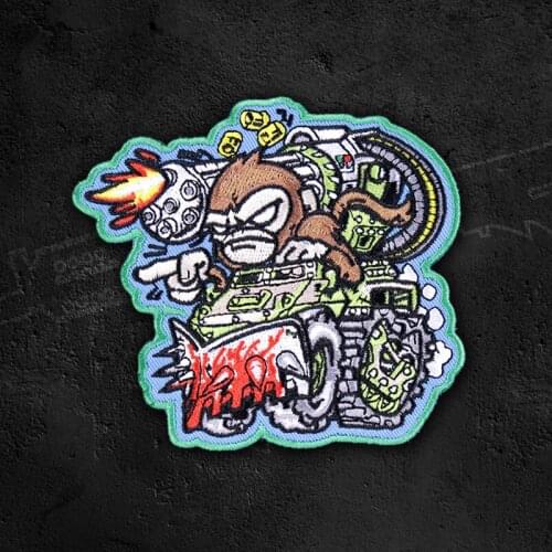 War Robot Monkey Embroidery Patches Very Fierce Firepower Drive Tactical Badges For Clothing Backpack Vest Stickers Velcro