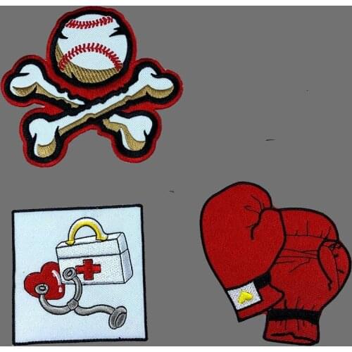 2020 New Arrival Cute Cartoon Product Red Boxing Gloves Embroidery Iron on Patches for Clothing Sticker Applique